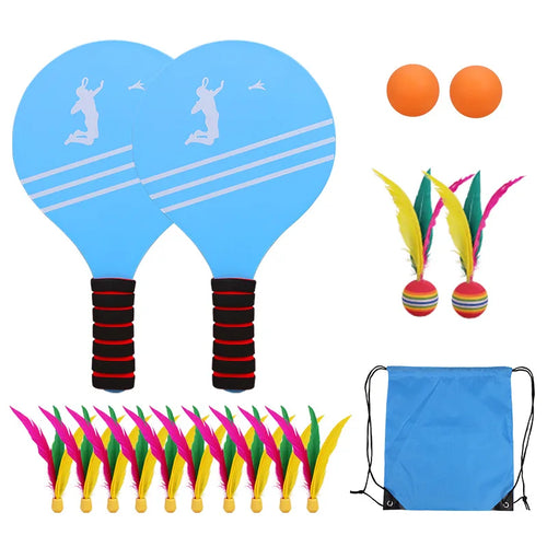 1Set Beach Tennis and Badminton Racket Paddle Set Paddle Ball Jazzminton Game Summer Open Spaces Park Beach Playing