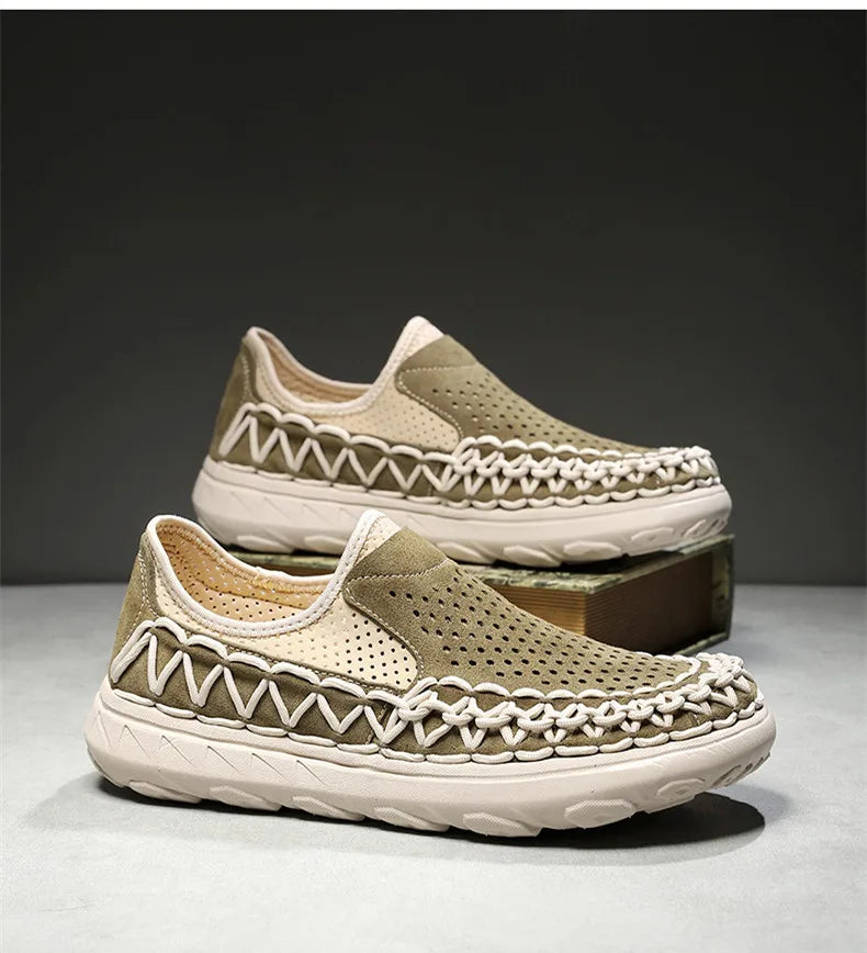 Summer Hand-woven Men's Shoes Fashion Men Casual Shoes Brand Designer Men Sneakers High Quality Outdoor Flats Driving Shoes