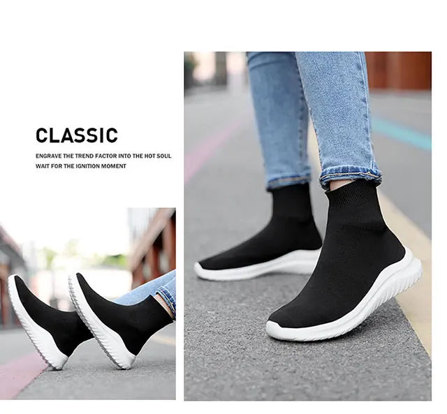 Men's and women's new high-top casual sports shoes walking flat ankle boots lovers non-slip shoes autumn and winter