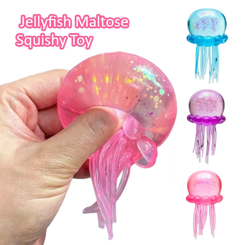 Needoh Jellyfish Maltose Squishy Toy Soft Colors Cute Jelly Fish Modeling Stress Relief Relax Fun Toy for Friends Gifts