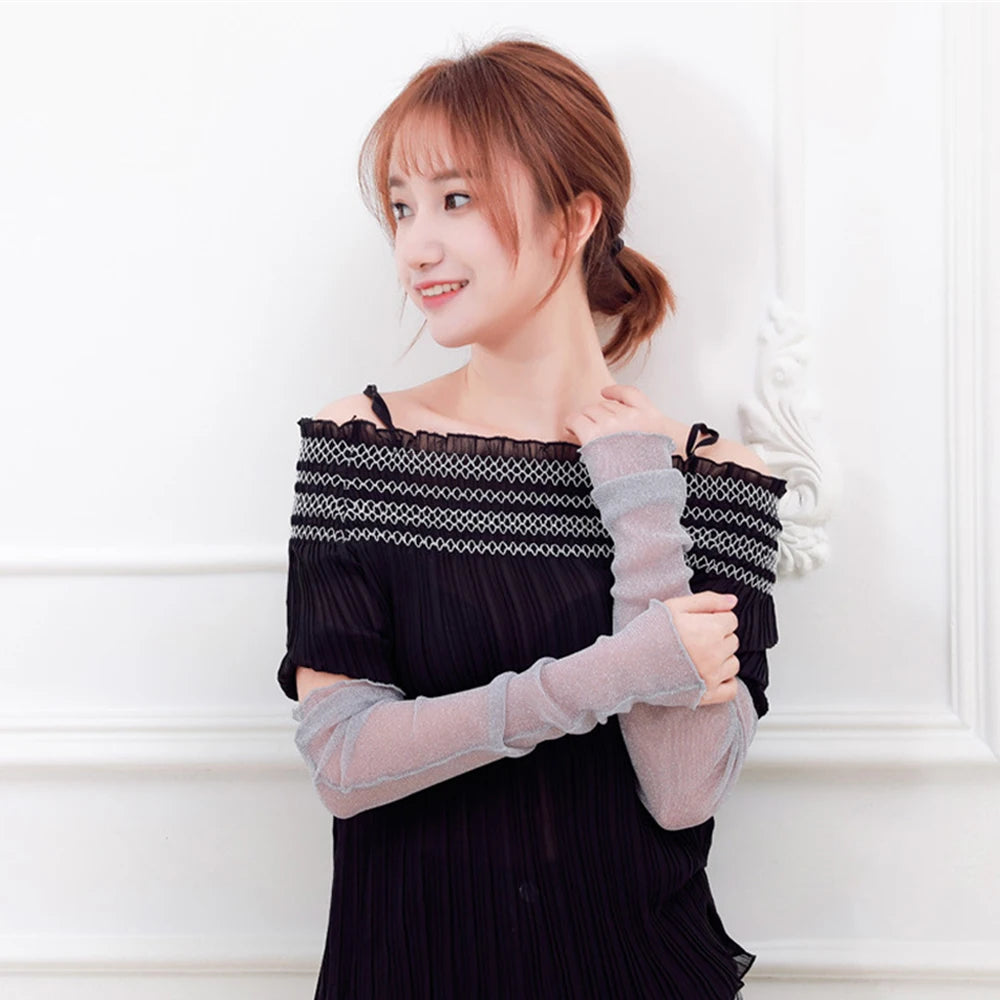 Summer Arm Warmers Thin UV Driving Gloves Sun Protection Sleeves Mesh Lace Gloves Sunscreen Long-Sleeved