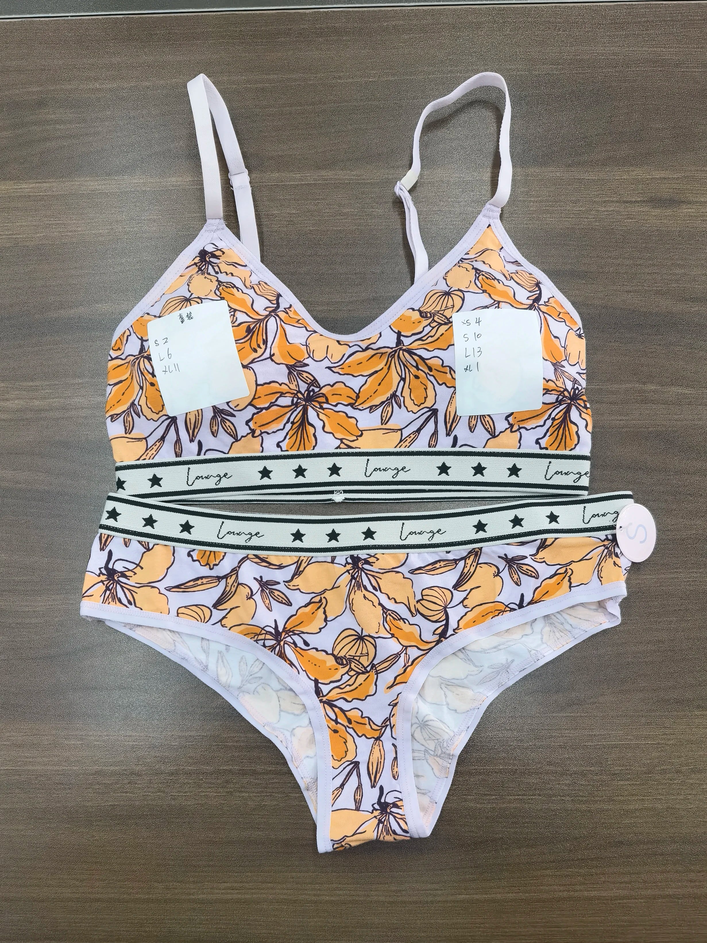 Bra set Sexy Women's Underwear Lounge Style Cotton button printed elastic bra underwear women's pajamas