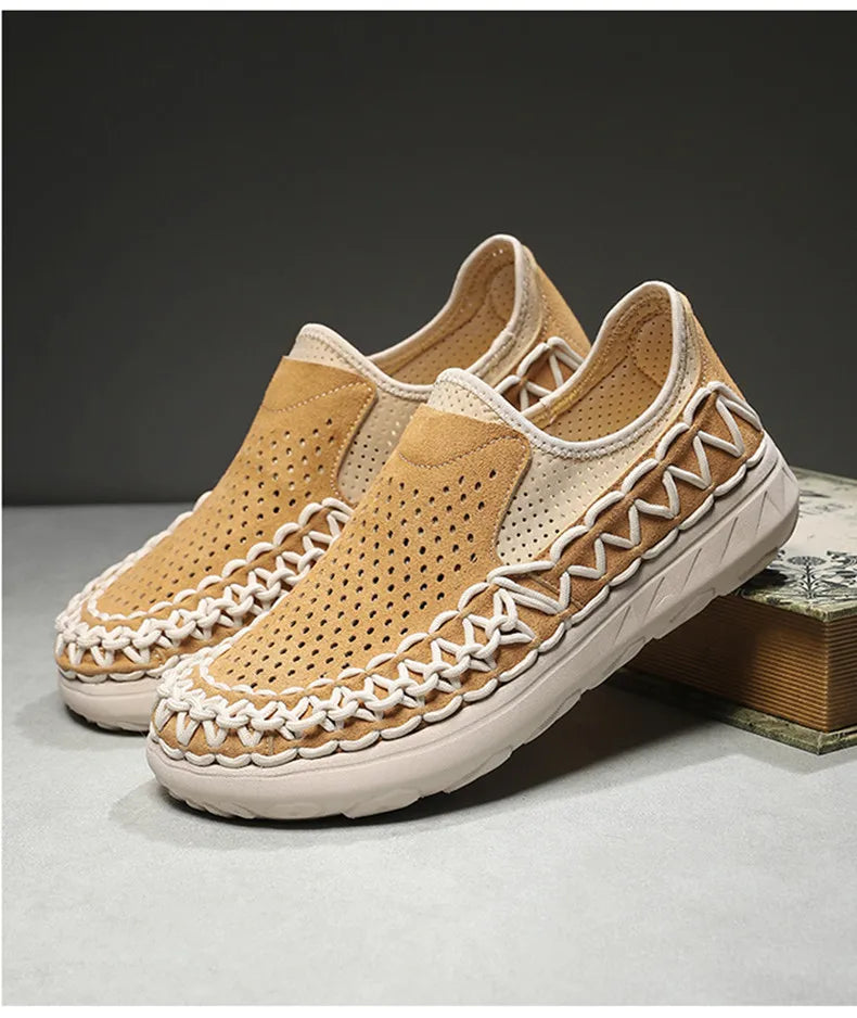Summer Hand-woven Men's Shoes Fashion Men Casual Shoes Brand Designer Men Sneakers High Quality Outdoor Flats Driving Shoes