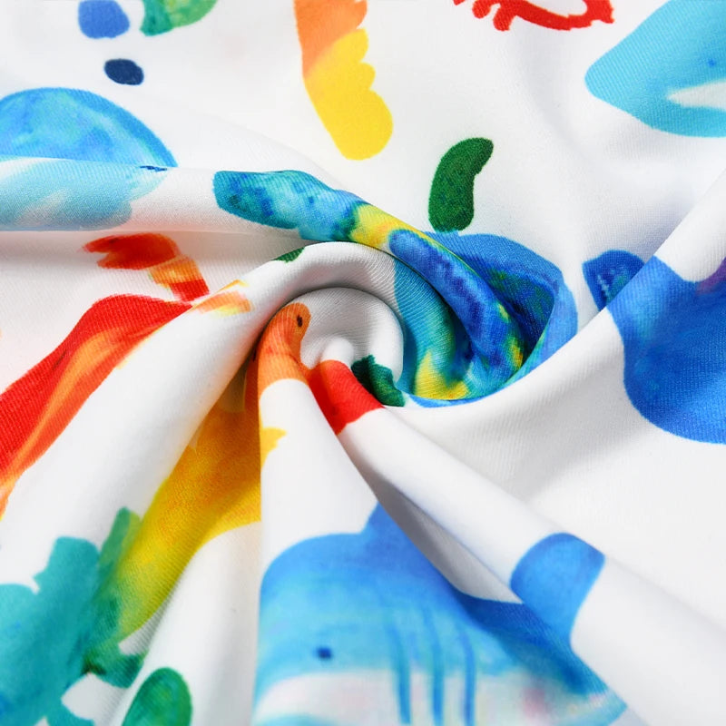 Summer Baby boy Short Sleeved Swimwear Sunscreen High Elasticity Cartoon Printing Cute And Cool Out Doors Swimming Pool  Parti