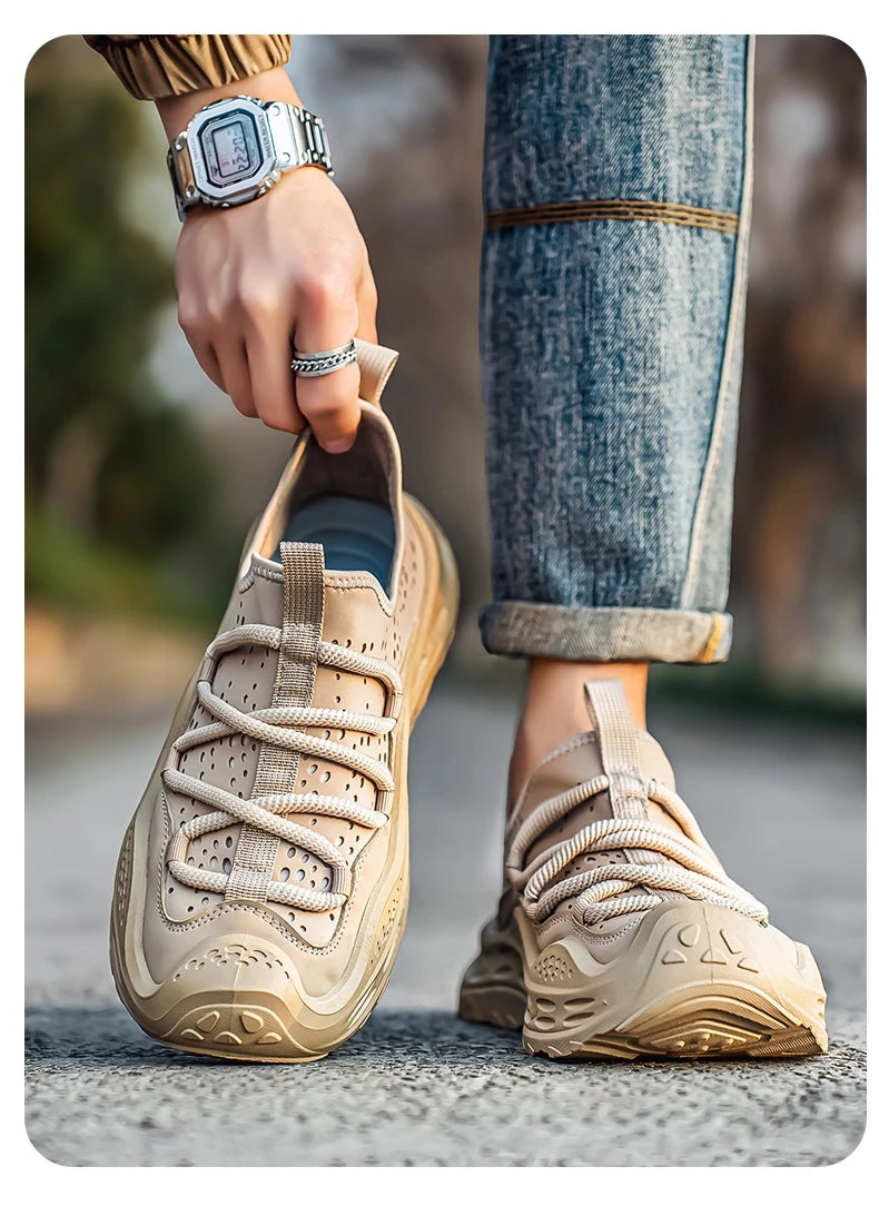 Spring Autumn New Mens Casual Shoes Fashion Anti Skid Wear Resistant Sports Sneakers Thick Sole Fashion Breathable Mesh Footwear
