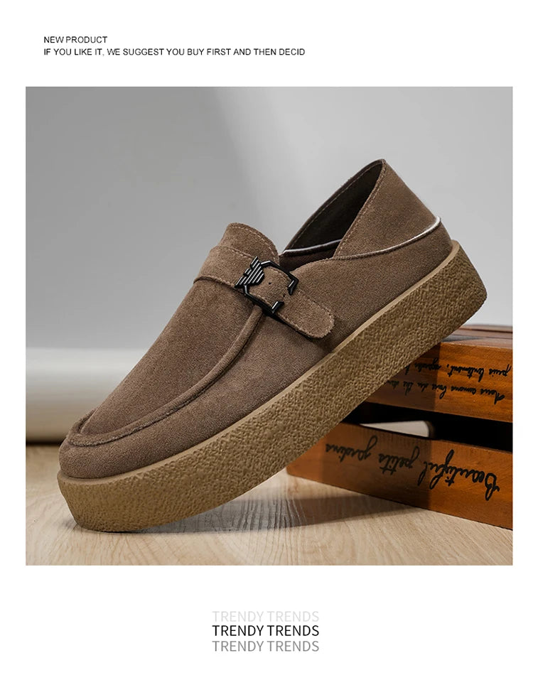 New autumn and winter men's shoes high-quality suede casual shoes British style thick soled board shoes fashionable slippers