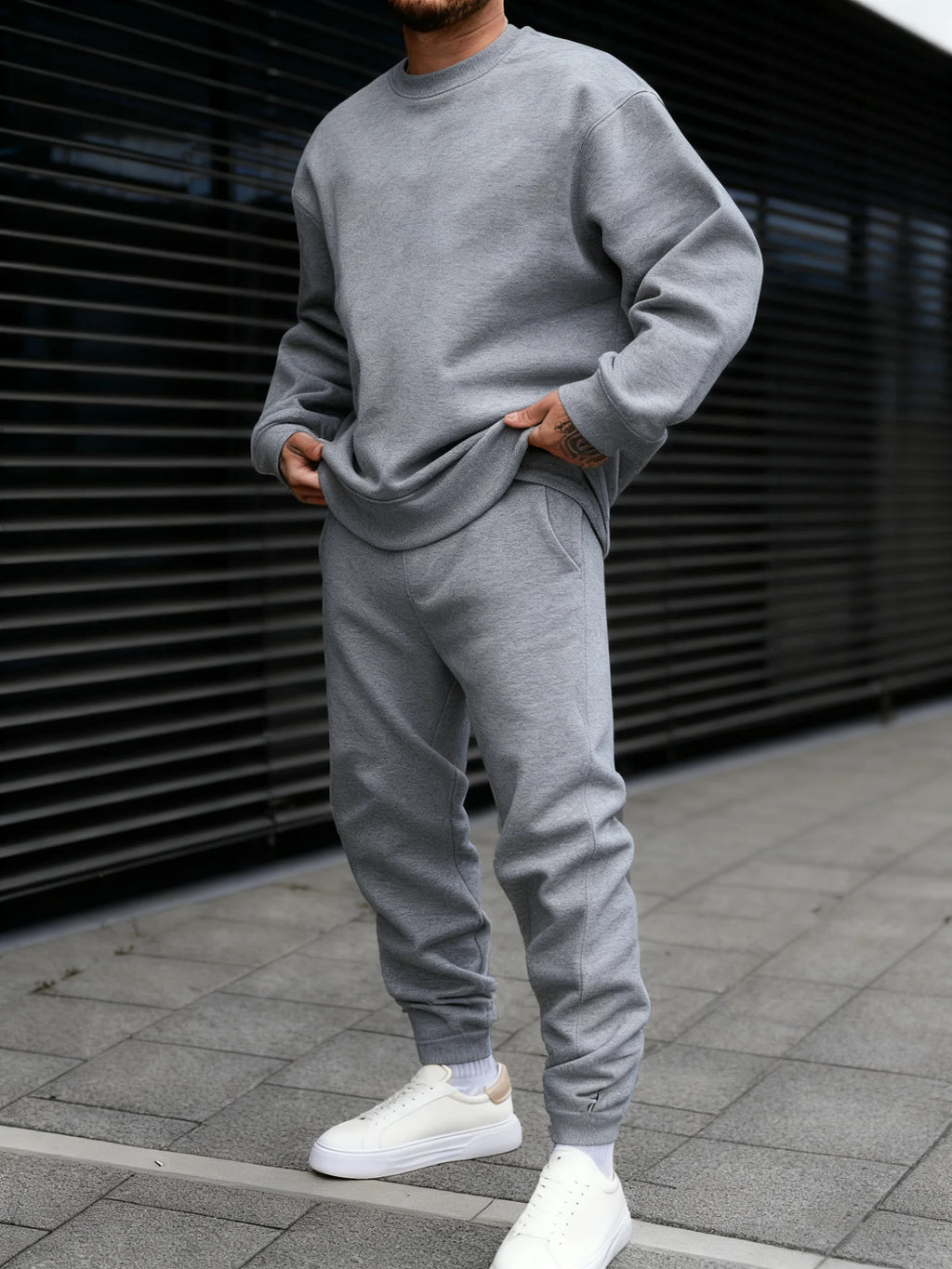 Jogging Solid New In Men's Set Streetwear All-Match Casual Hoodie Sweatpant Suit Fleece Loose Clothes Autumn Sport Long Pants