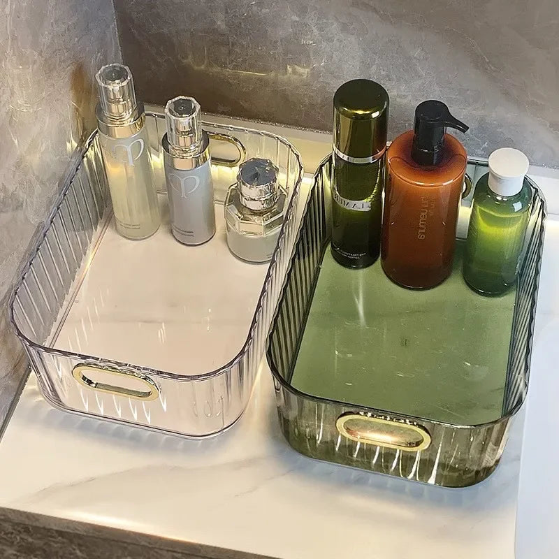 Cosmetics Box Desktop Storage Drawer Stackable Storage Box with Handle Makeup Organizers Basket Poatable Sundries Acrylic Rack