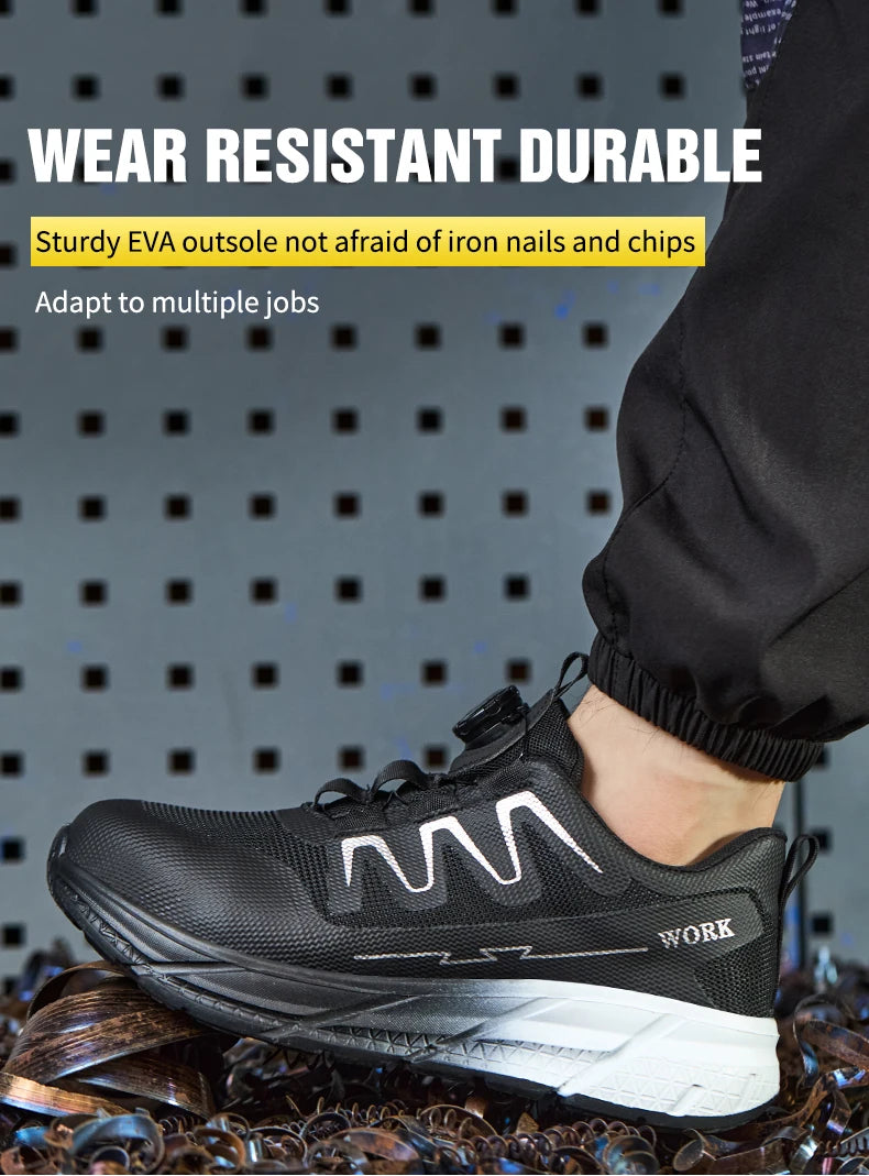 Men‘s Work Shoes Steel Toe Anti-smash Shoes Indestructible Safety Shoes Lightweight Breathable Sneakers Construction Site Shoes