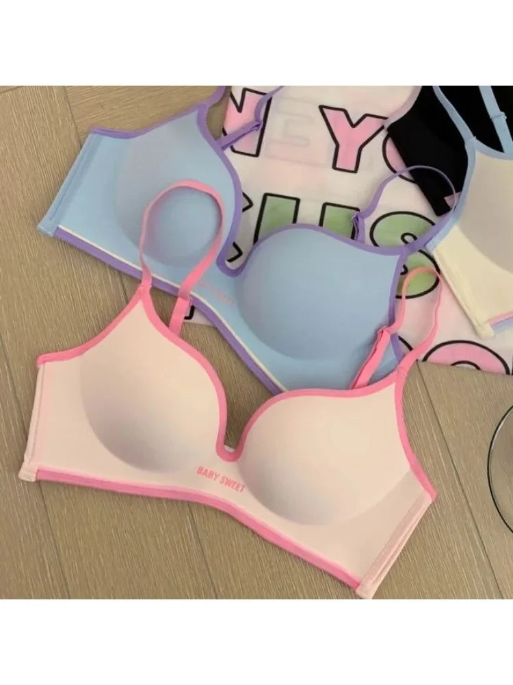 Push Up Seamless Bra for Small Chest | Colorful Dopamine Padded Bralette | Comfort Lift & Sexy Look for Women  Bra and Panty Set