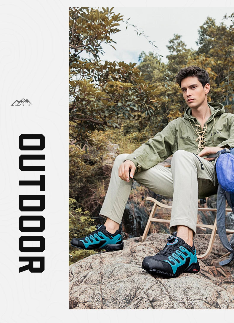 Men's Hiking Shoes Suede Leather Outdoor Shoes Wear-resistant Men Trekking Walking Hunting Tactical Sneakers
