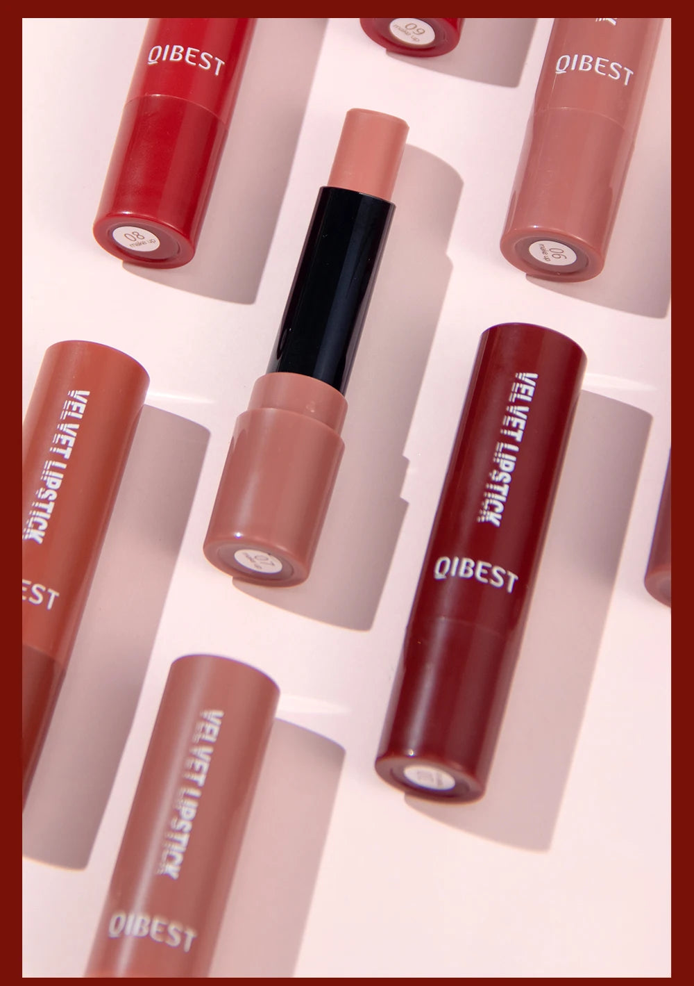 QIBESTNatural Velvet Matte Lipstick Long-lasting 10 Color Lip Stain Lightweight Moisturizing Lip Balm Women Makeup New Lip Tint