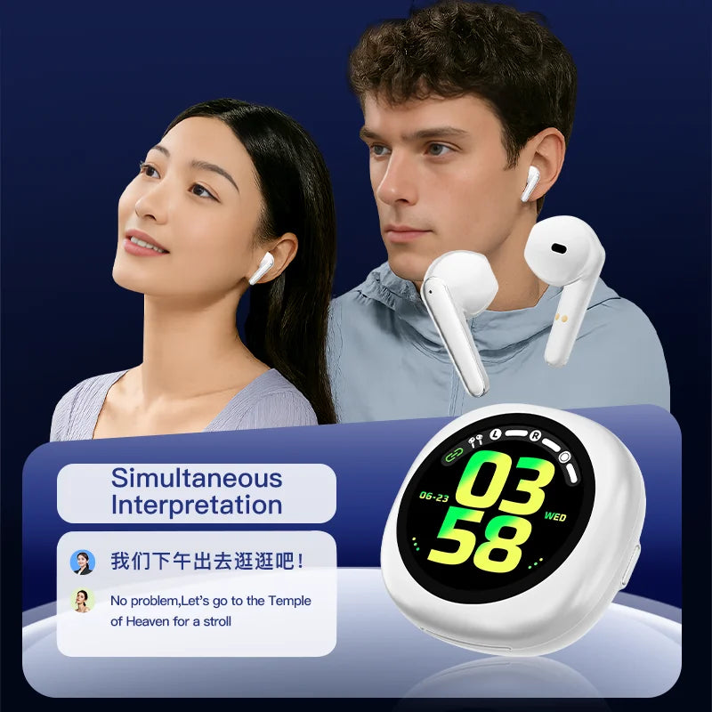Wireless Bluetooth Translation Headphones with Touch Screen ANC ENC Noise Cancellation 164 Languages Translator Lifetime Free