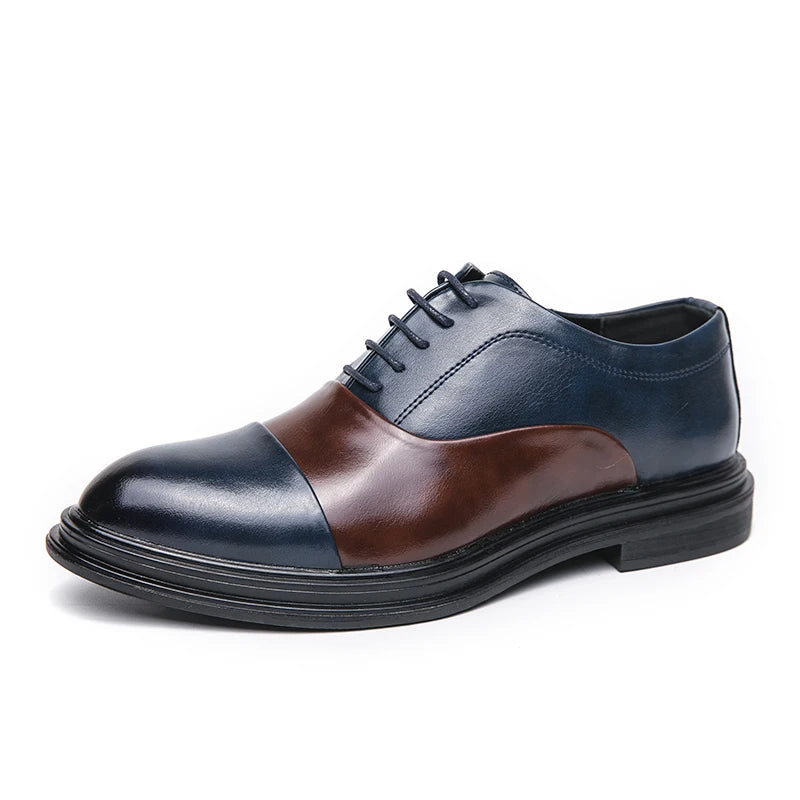 Man Casual Business Shoes Men Patchwork Leather Oxfords Fashion Dress Flats Leisure Office Men's Formal Wedding Shoes