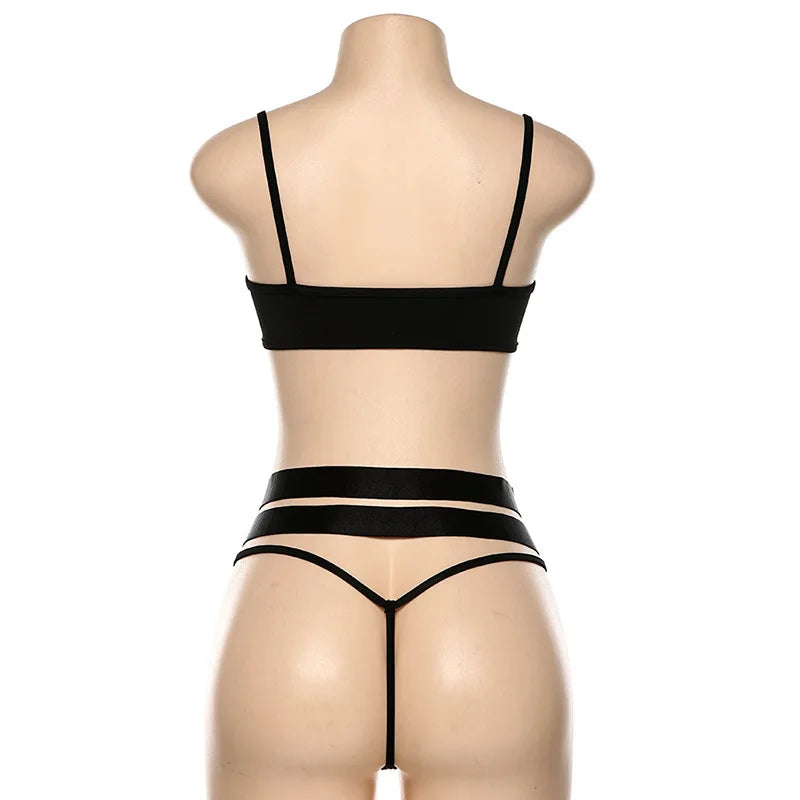 Women's Sexy Bra Set Erotic Underwear String Transparent Bandage Hollow Bra Women's Party Set Exotic Style Bra Set