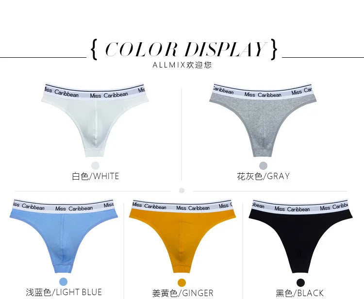 Lingerie sexy Men Underwear U Convex Sports Fitness Letter tanga hombre Cotton Low Waist strings Seamless Briefs Thong T Pants