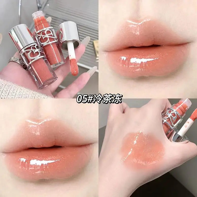 Clear Glass Gray Coffee Shine Lip Gloss Mirror Watery Moisturize Plumper Long Lasting Lip Tint Juicy Lip Oil Gloss Stain Makeup