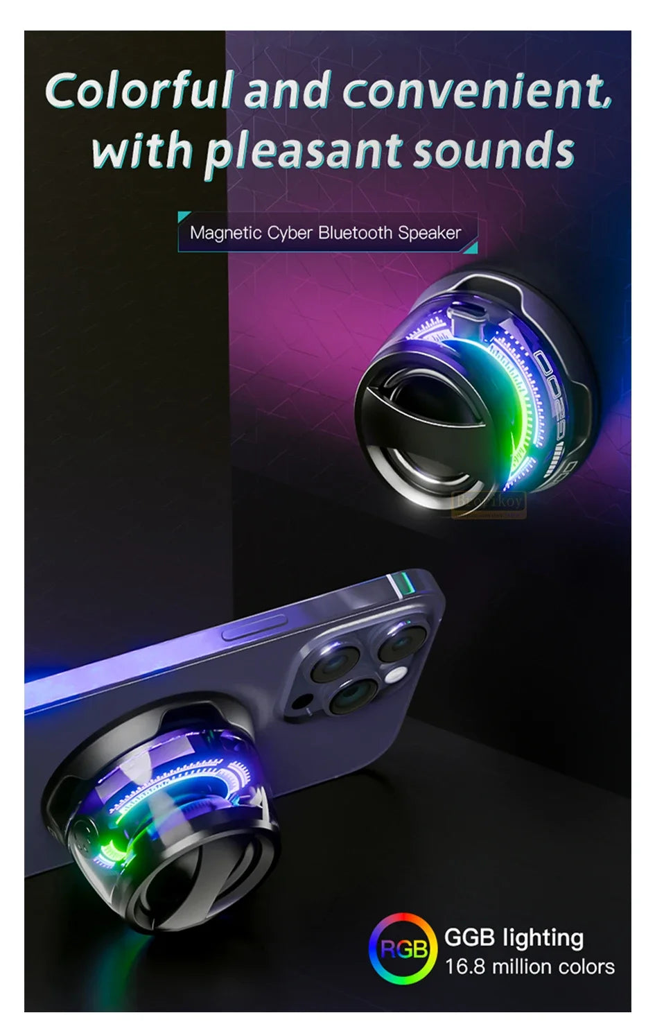Wireless Bluetooth Speaker Gift Magnetic Bracket Portable High-sound Quality TWS interconnected LED Color Light Mini Speaker
