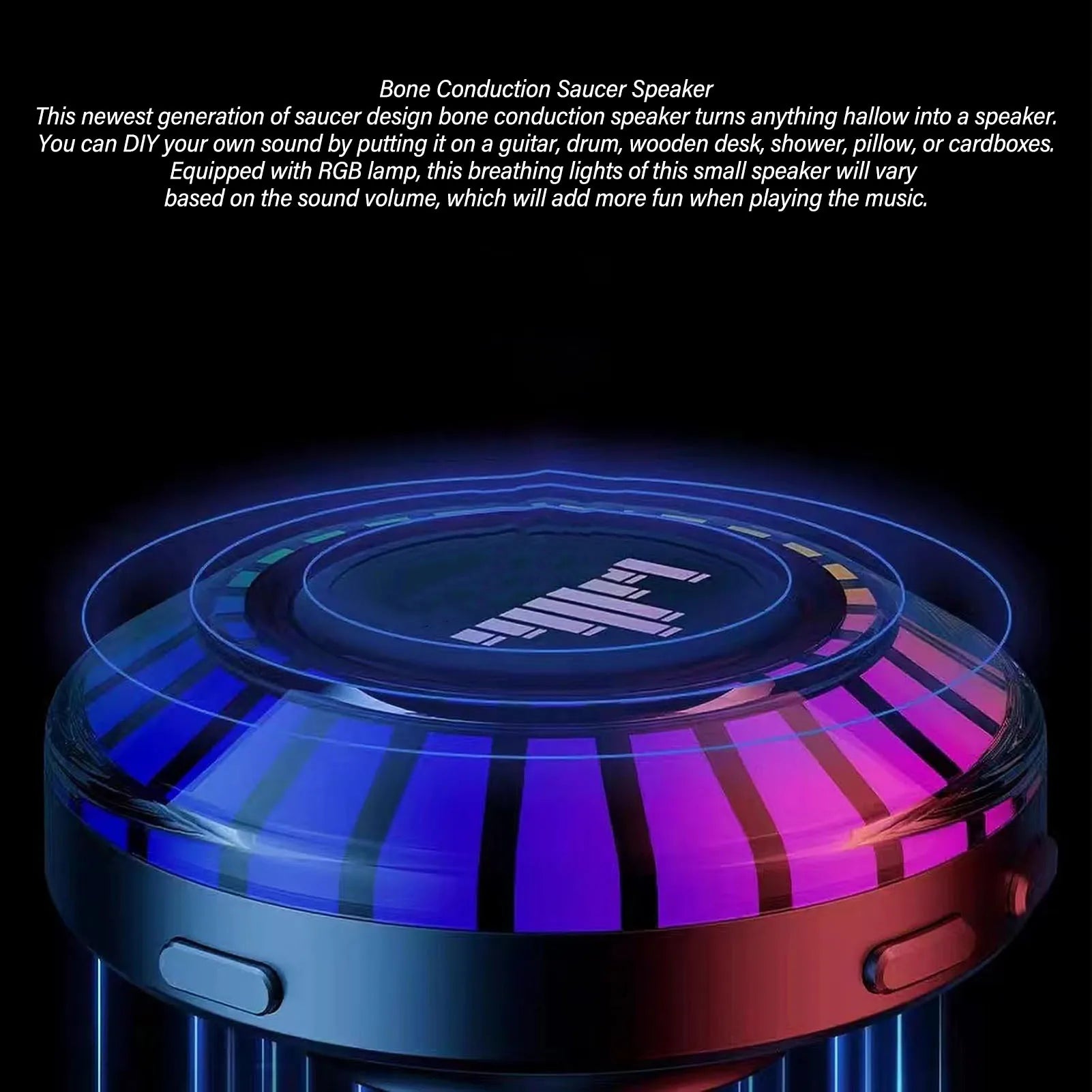 Wireless Bluetooth 5.0 Speaker Bone Conduction Speaker Black USB Rechargeable Easy Pairing 400mAh RGB Rhythm Lights for Travel