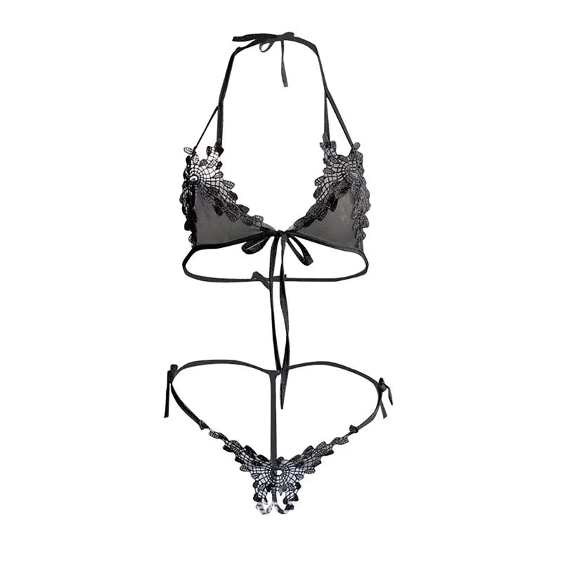 New Sexy Lingerie Fancy Porn Bra Set Woman 2 Pieces Transparent Women's Lace Panties Erotic Beautiful Bra And Thong Set