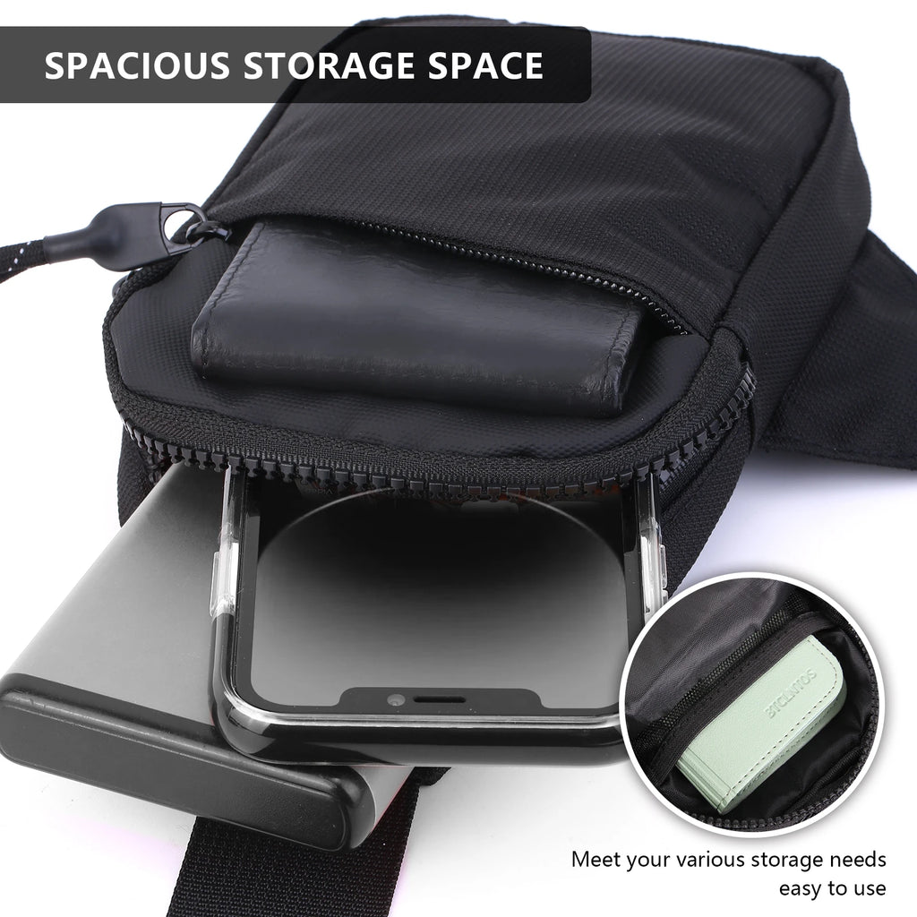 Casual Men Shoulder Chest Bag Nylon Waterproof Outdoor Sport Running Cycling Belt Bag Large Capacity Travel Phone Pouch Bag