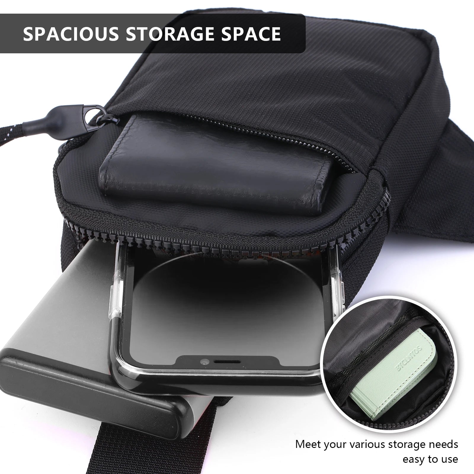 Casual Men Shoulder Chest Bag Nylon Waterproof Outdoor Sport Running Cycling Belt Bag Large Capacity Travel Phone Pouch Bag