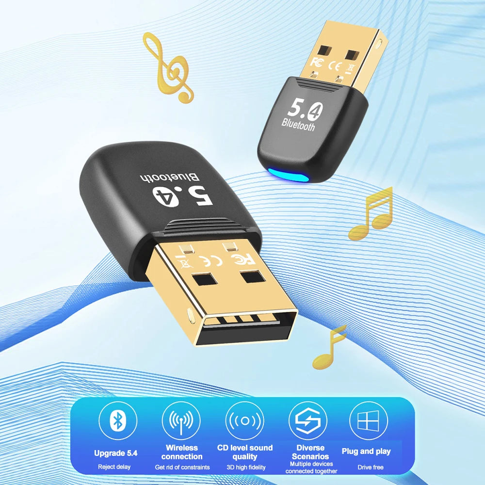 Bluetooth Adapter USB Bluetooth 5.4 for PC Dongle Adaptador Wireless Mouse Keyboard Music Audio Receiver USB Transmitter