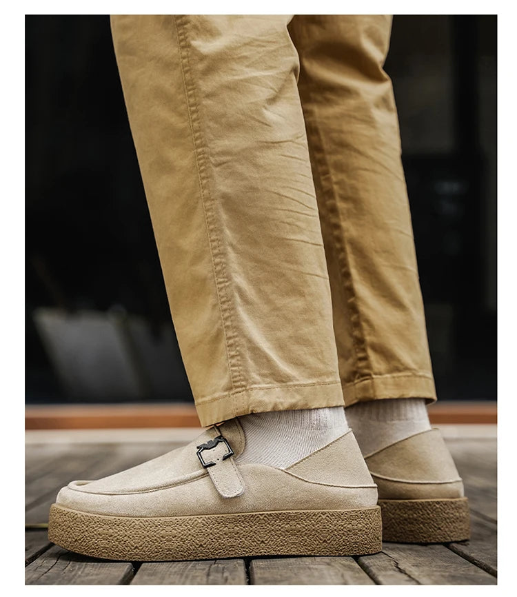 New autumn and winter men's shoes high-quality suede casual shoes British style thick soled board shoes fashionable slippers