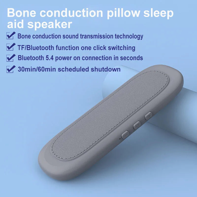 Bluetooth 5.4 Under Pillow Speaker Bone Conduction Speaker Noise Reduction Stereo Music Player with TF Card Slot Timed Shutdown