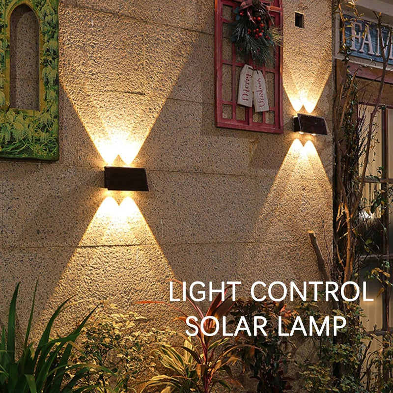 Super Bright Solar Wall Lights Outdoor Solar Lamp Waterproof Up Down Luminous Lighting Decor Garden Corridor Balcony Fence Stair