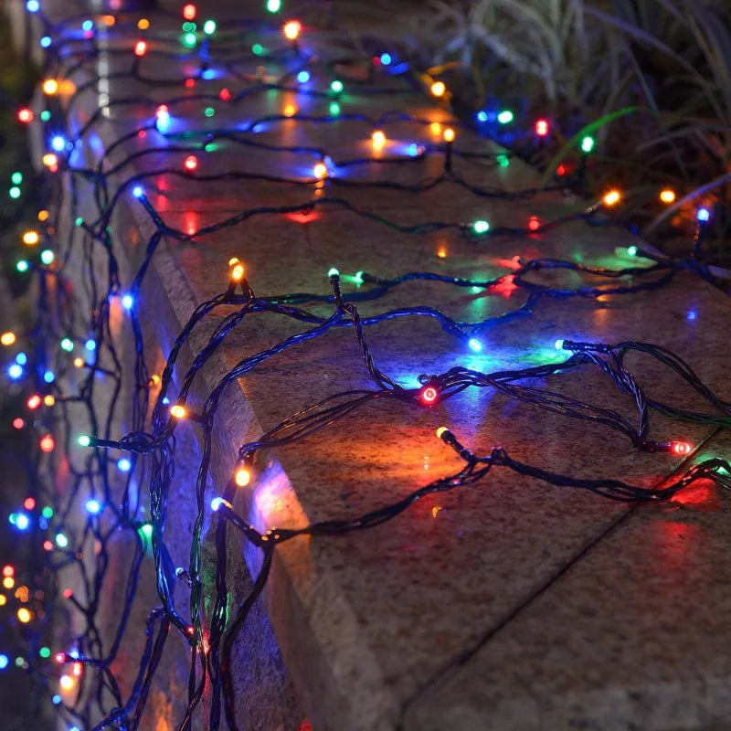 Solar Christmas Lights Solar String Lights Outdoor Waterproof Green Wire with 8 Modes Christmas Tree Lights Garden Lawn Decor