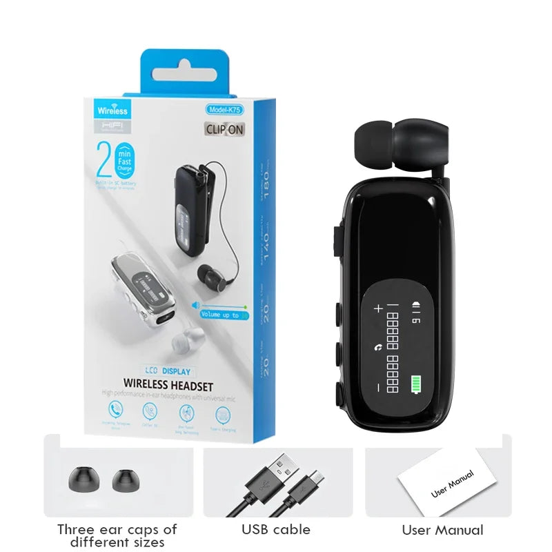 Bluetooth Wireless Headphones Against Loud Noise Lavalier Business BT 5.4 Earphone Lotus Ears with wire Talk/Music 20H With LCD