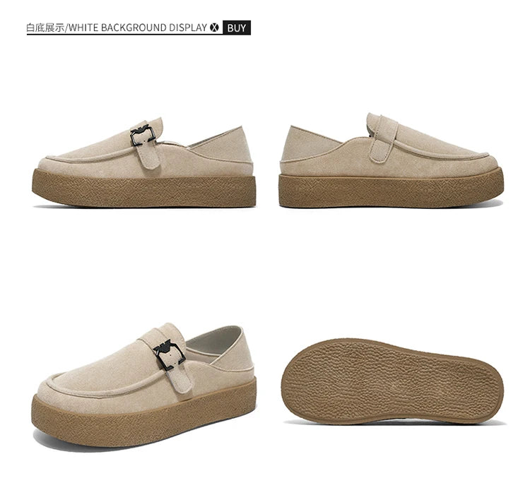 New autumn and winter men's shoes high-quality suede casual shoes British style thick soled board shoes fashionable slippers
