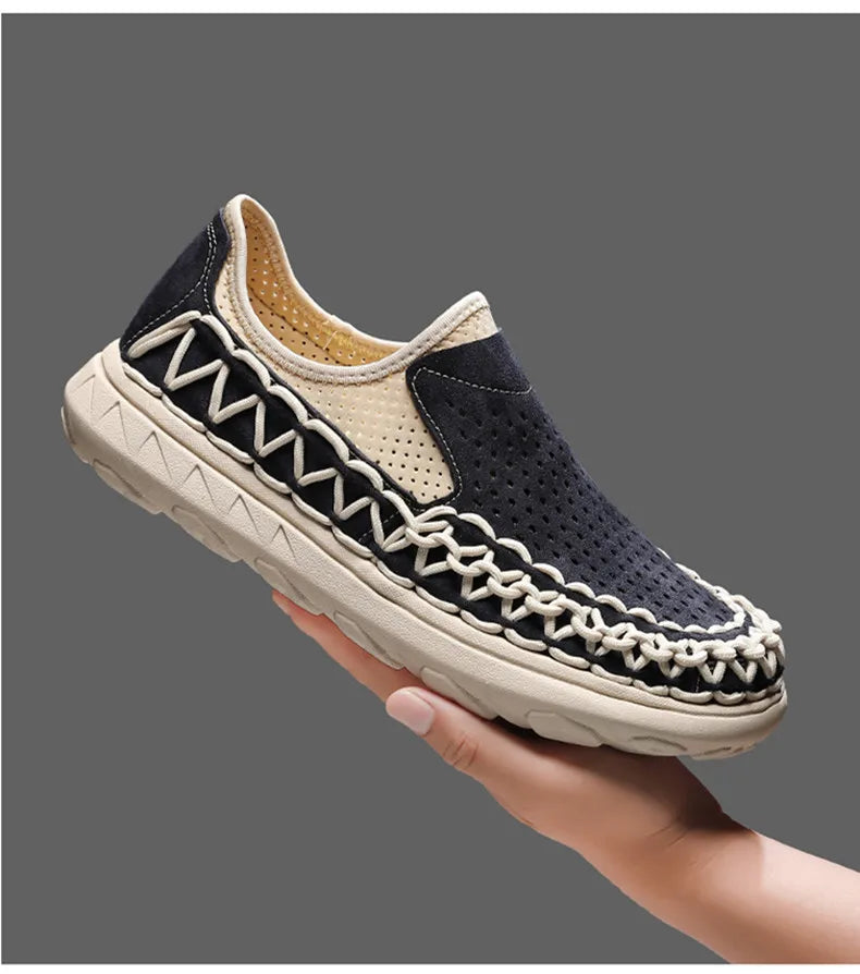 Summer Hand-woven Men's Shoes Fashion Men Casual Shoes Brand Designer Men Sneakers High Quality Outdoor Flats Driving Shoes