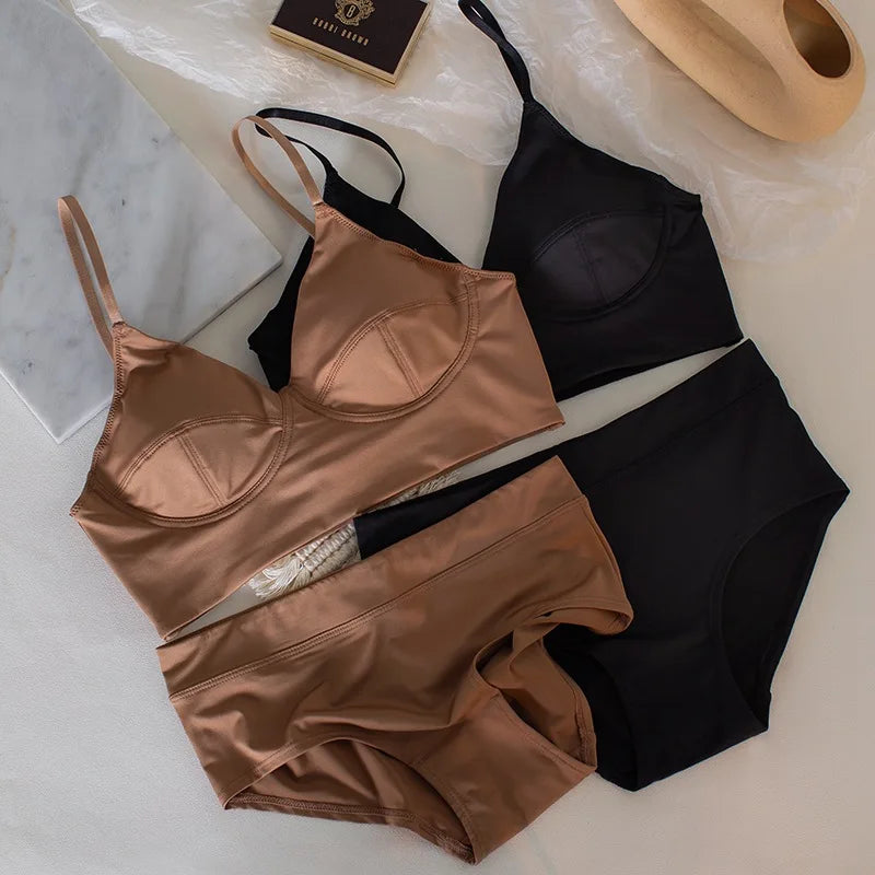 Women Casual Bra Set Elegant Ladies Plain Daily Lingerie Set Ladies Stretch Ventilate Bra and Panty Set Ladies Underwear