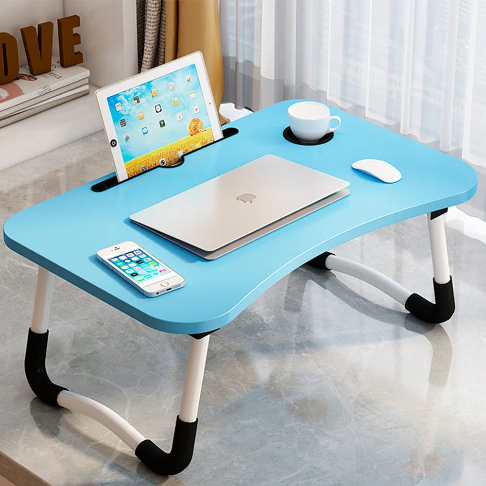 Folding Laptop Desk for Bed Sofa Laptop Bed Tray Table Desk Portable Lap Desk With tablet slot and cup holder Table support