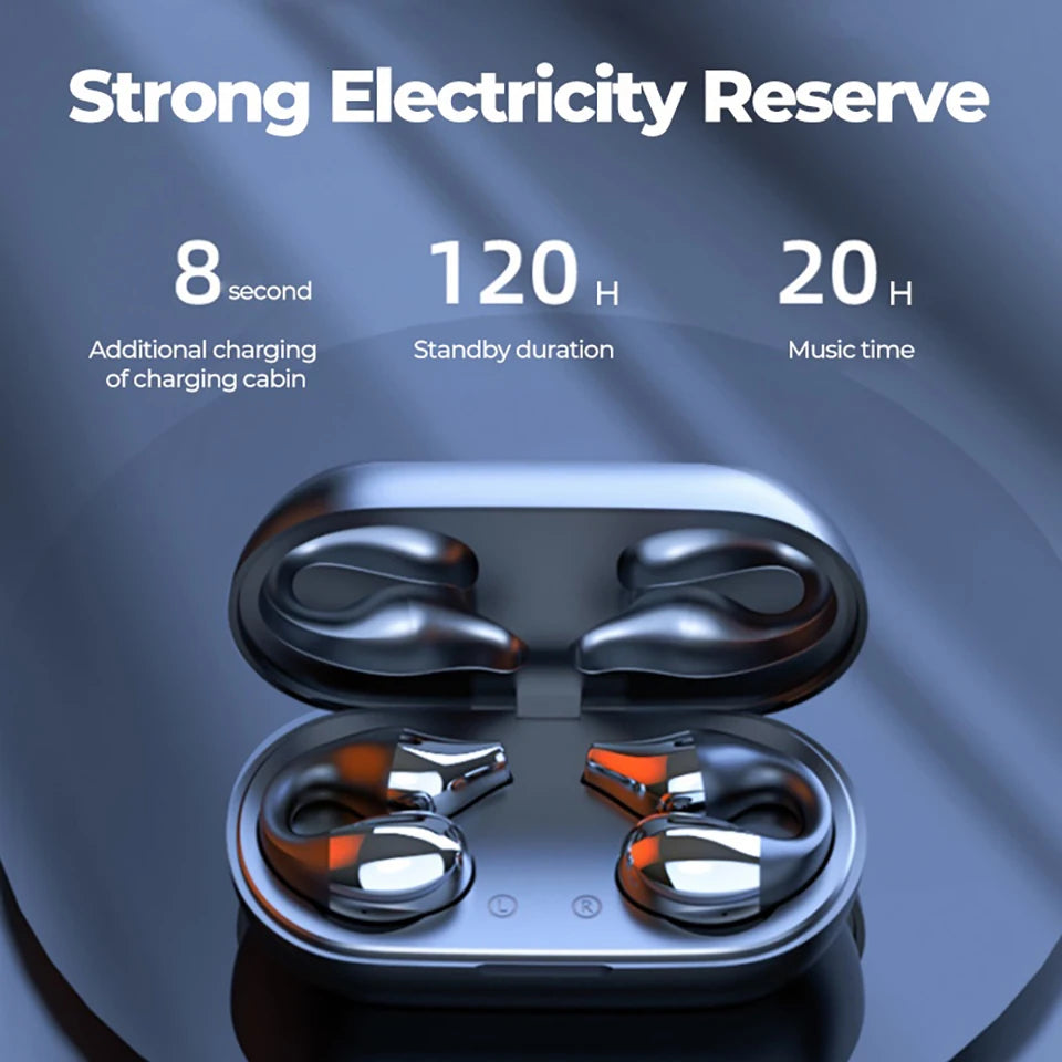 Wireless Bluetooth 5.2 Earphones Bone Conduction Earphones Sports Noise Reduction Ear Clip HiFI Stereo Earphones Digital Display