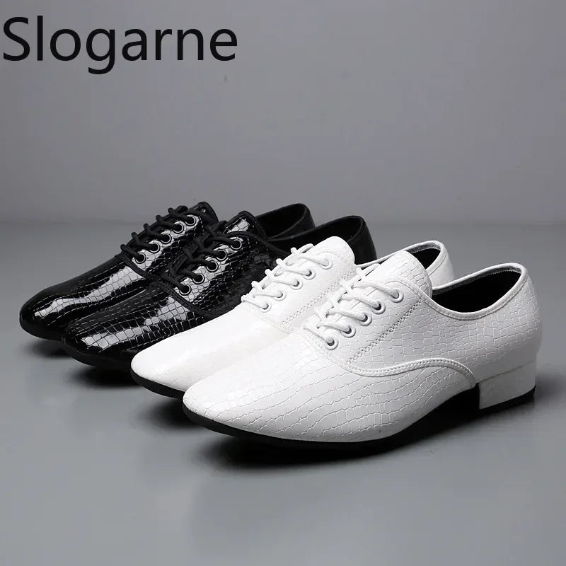 Men Modern Dance Shoes Man Outdoor Dance Leather Latin Jazz Shoes Indoor Suede Sole 2.5CM Heels Ballroom Waltz Shoes Stage Wear
