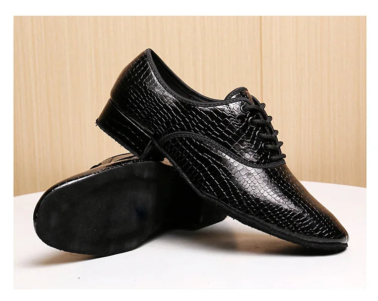 Men Modern Dance Shoes Man Outdoor Dance Leather Latin Jazz Shoes Indoor Suede Sole 2.5CM Heels Ballroom Waltz Shoes Stage Wear