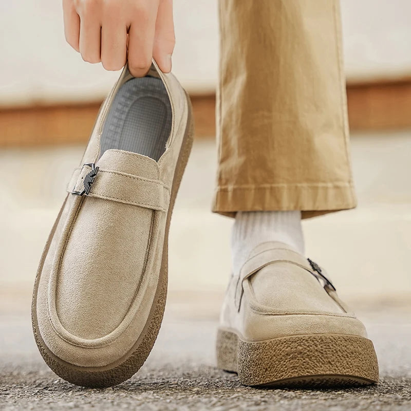 New autumn and winter men's shoes high-quality suede casual shoes British style thick soled board shoes fashionable slippers