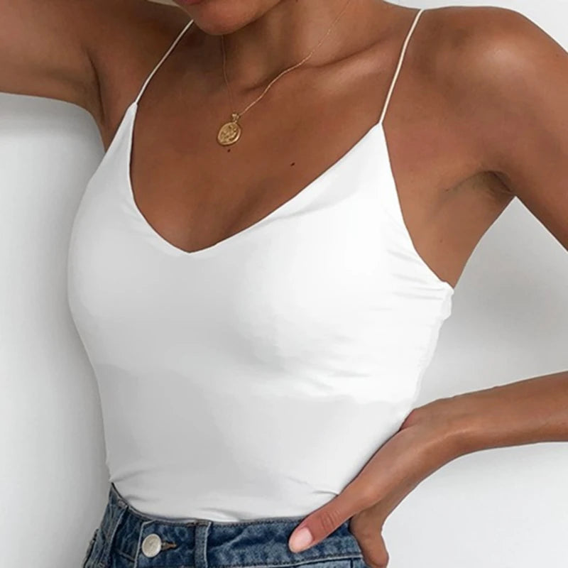 Summer Sexy Women Thin Wild Solid Camis Vest Tank Tops Female Strap Basic Tops Slim Sleeveless Camisole