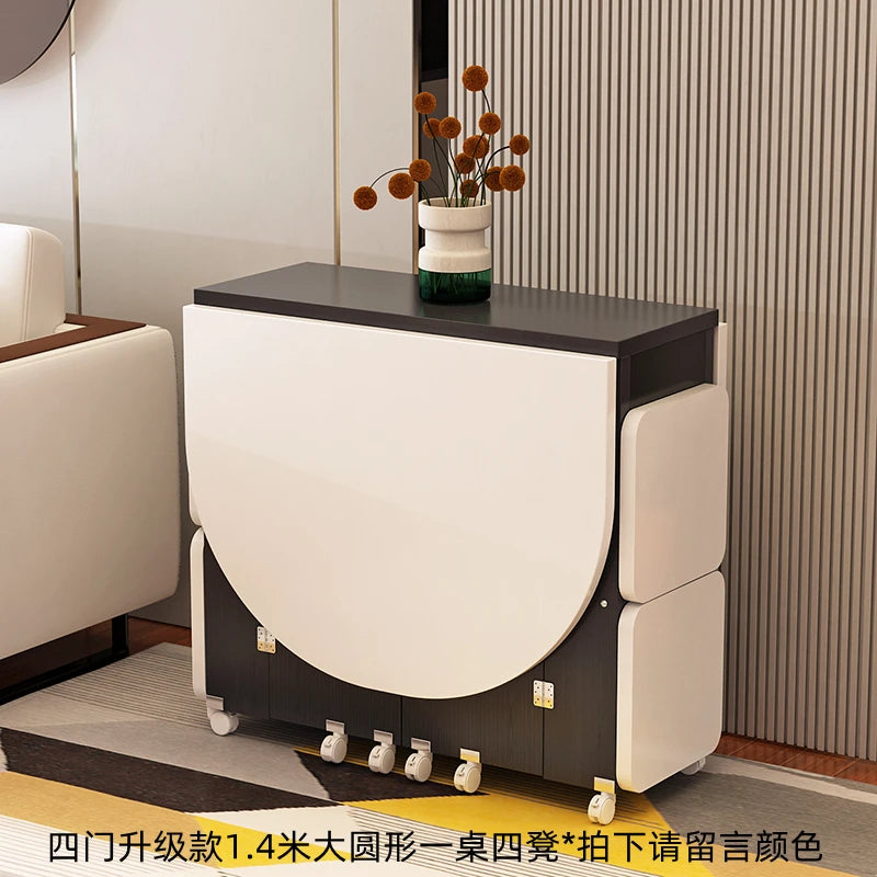 Folding White Dining Table Multifunction Family Waterproof Space Saving Dining Table Design Simple Mesas De Jantar Furnitures