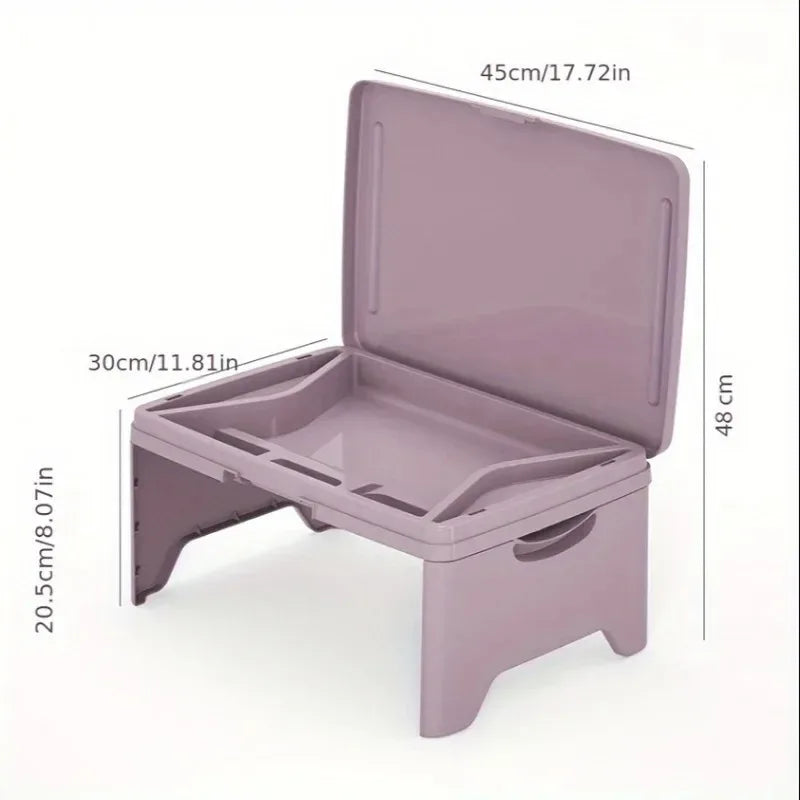 Folding Lap Desk with Storage Dividers - Sturdy Laptop Tray & Serving Desk, Portable Bed Table with Organizer Compartments