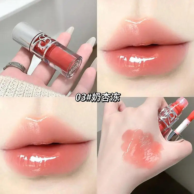 Clear Glass Gray Coffee Shine Lip Gloss Mirror Watery Moisturize Plumper Long Lasting Lip Tint Juicy Lip Oil Gloss Stain Makeup