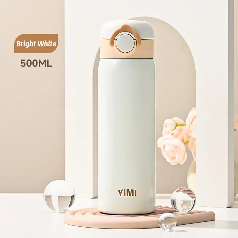 500ml Thermos Large Capacity Stainless Steel Thermal Water Bottle Portable Vacuum Cup with Handle Double-layer Travel Tumbler
