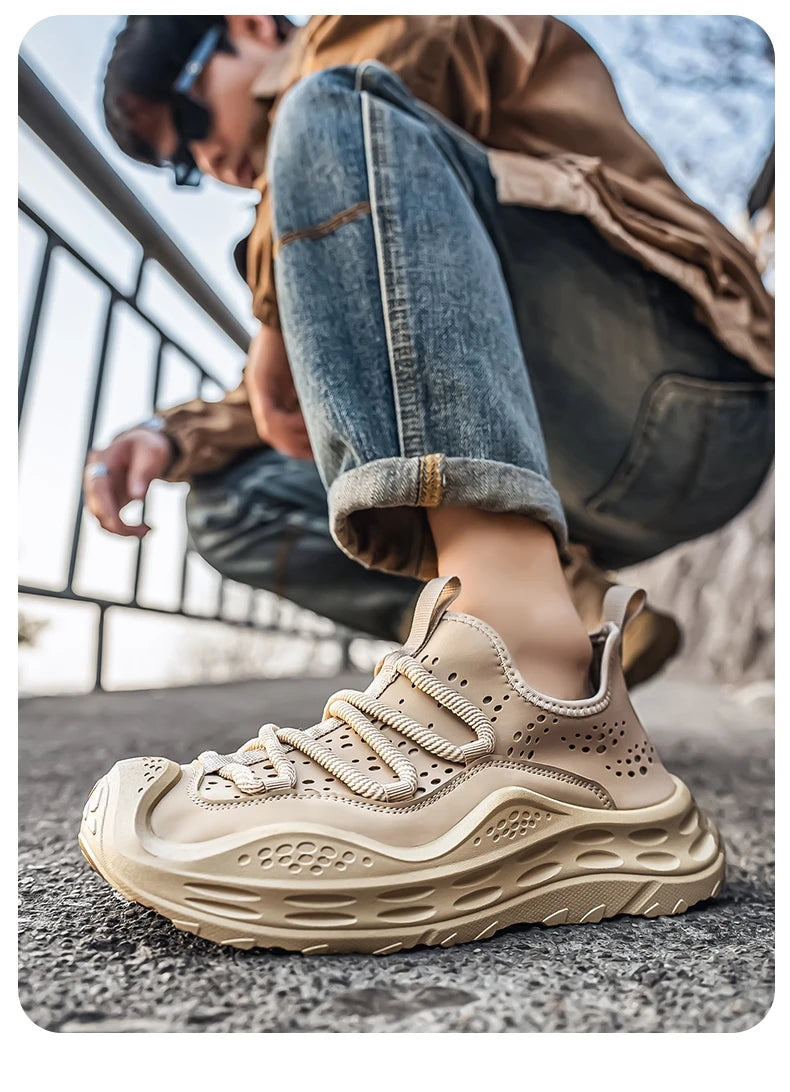 Spring Autumn New Mens Casual Shoes Fashion Anti Skid Wear Resistant Sports Sneakers Thick Sole Fashion Breathable Mesh Footwear