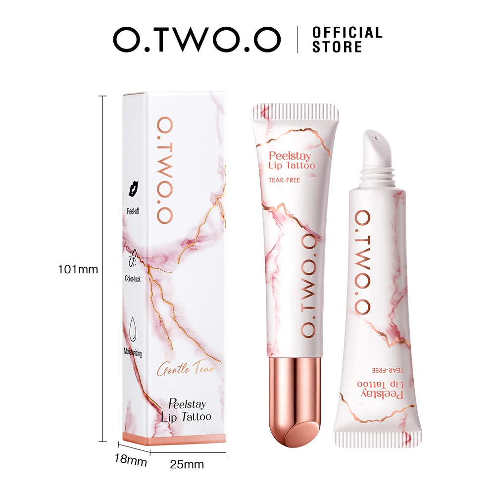 O.TWO.O Lip Stain Lip Tattoo Peel-off Highly Pigmented 48h Color-lock Waterproof Nourish Care Peel-off Lip Tint Lipstick Makeup