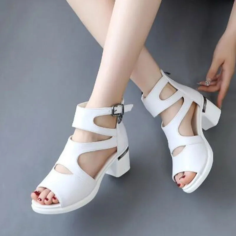 2025 NEW Comfortable Fashion Shoes Women Sandals High Heels Summer Sweet Fashion Wedding Shoes White and Black Handmade Sandals
