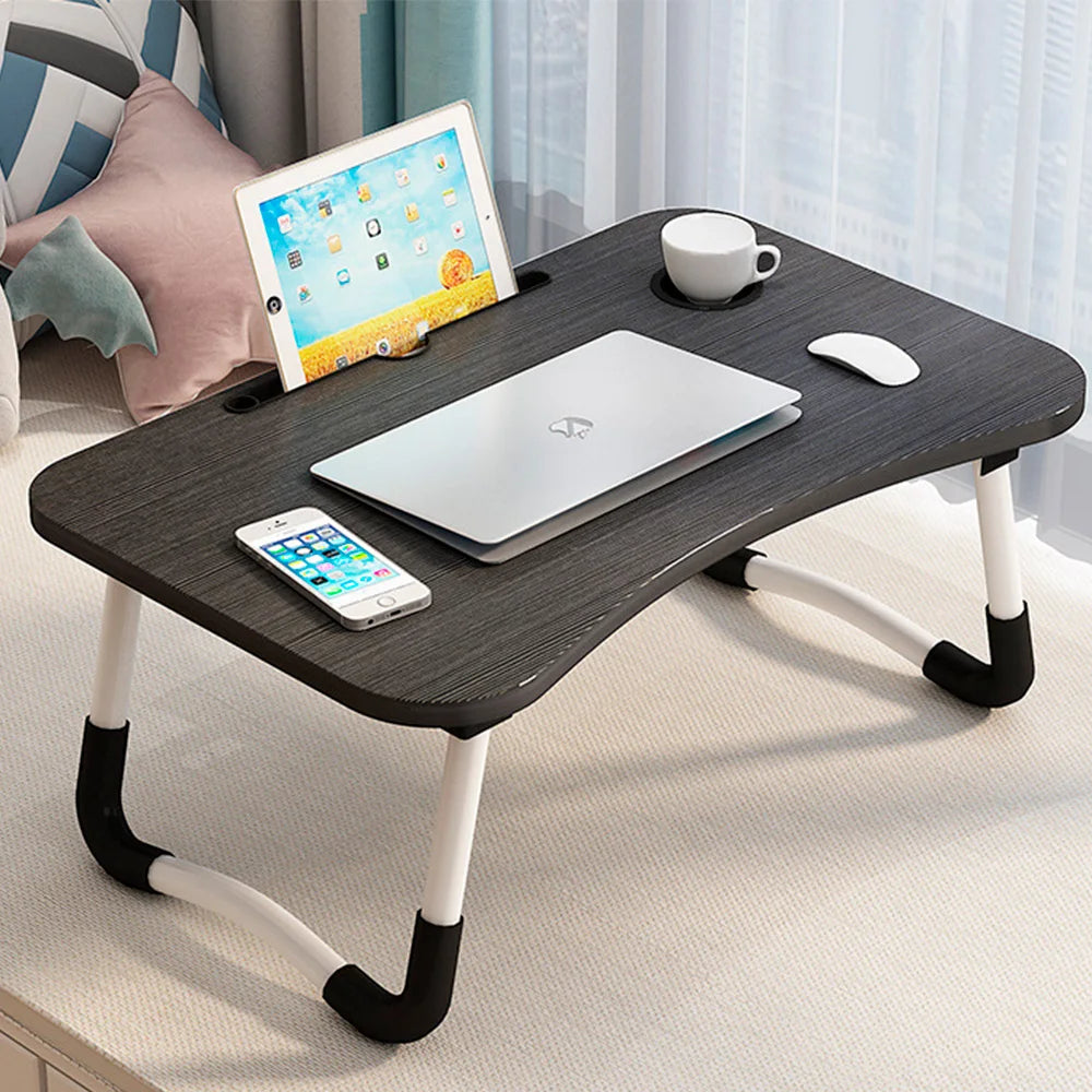 Folding Laptop Desk for Bed Sofa Laptop Bed Tray Table Desk Portable Lap Desk With tablet slot and cup holder Table support