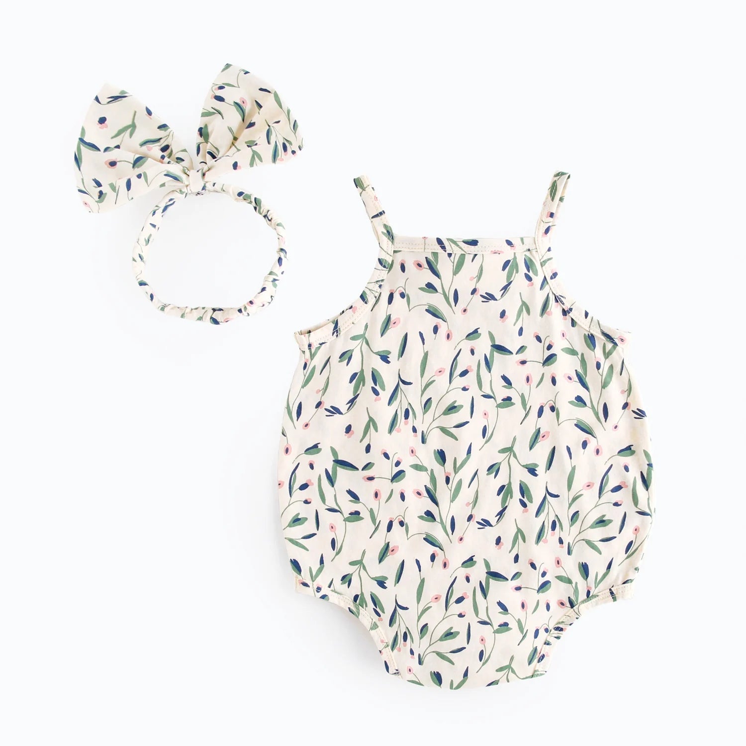 Summer Cute Baby Girls Bodysuits  Infants Printing Clothing Onesies with Headband Floral